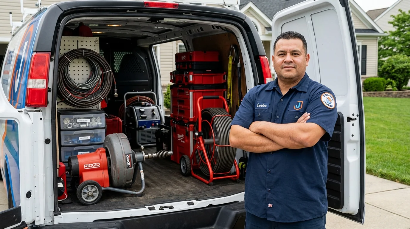 Professional drain cleaning equipment and Johns Plumbing LLC plumber in Felton