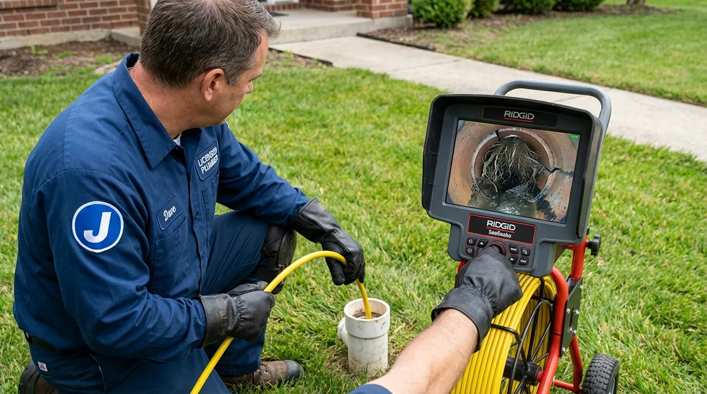Sewer camera inspection being performed by Johns Plumbing LLC in Felton